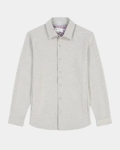 Robert Graham Men's Kellan Knit Snap-front Shirt Jacket In White