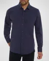 Robert Graham Kelvin Jacquard Floral Knit Button Down Shirt In Blue
