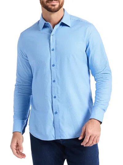 Robert Graham Kenmare Long Sleeve Stretch Cotton Button-up Shirt In Blue
