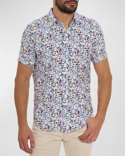 Robert Graham Landon Floral Print Slim Fit Button Down Shirt In Neutral