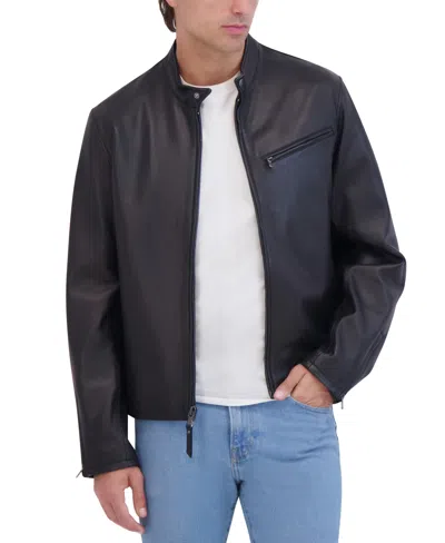 Robert Graham Men's Leather Long-sleeve Racer Jacket In Black