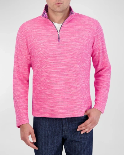 Robert Graham Ledson Space Dye Quarter Zip Top In Magenta