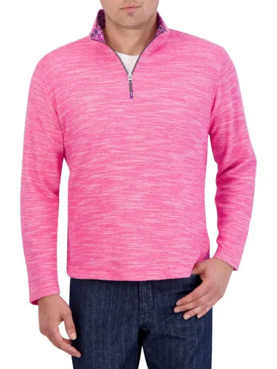 Robert Graham Men's Ledson Cotton Quarter-zip Sweatshirt In Magenta