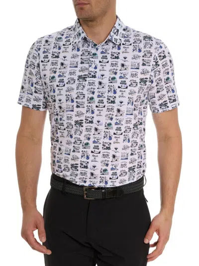 ROBERT GRAHAM MEN'S LICENSE TO CHILL GRAPHIC POLO SHIRT