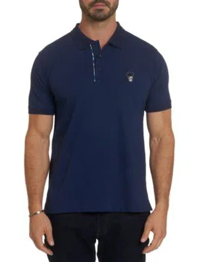 Robert Graham Lucifer Classic-fit Skull-embroidered Polo In Navy