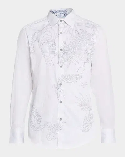 Robert Graham Men's Maelstorm Embroidered Button-down Shirt In White