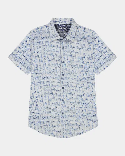 Robert Graham Makemo Short Sleeve Stretch Cotton Button-up Shirt In Blue
