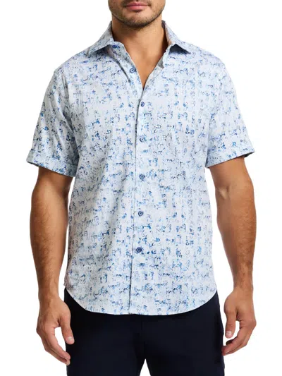 Robert Graham Makemo Short Sleeve Stretch Cotton Button-up Shirt In White