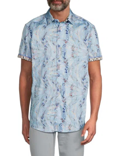 Robert Graham Men's Mckay Printed Cotton Button-front Shirt In Blue