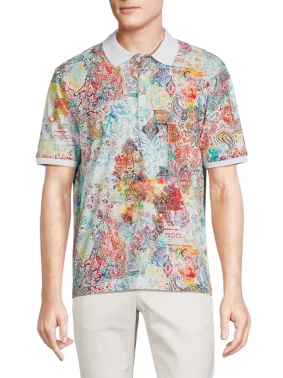 Robert Graham Men's Mitra Paisley Classic Fit Polo In White