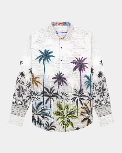 ROBERT GRAHAM MEN'S MULTICOLOR PALM TREE WOVEN SPORT SHIRT