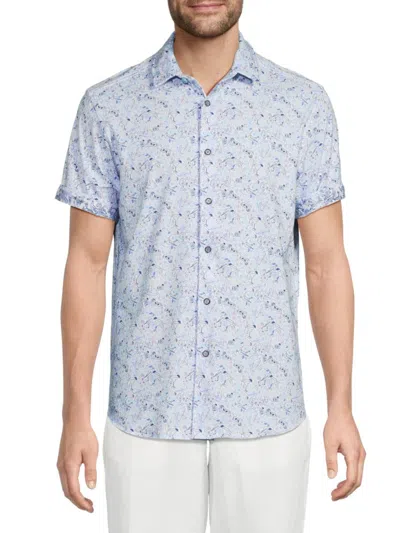 Robert Graham Men's Myers Bar Print Shirt In Blue
