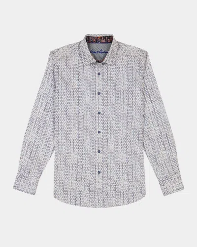 Robert Graham Nelson Classic Fit Patterned Stretch Cotton Button-up Shirt In Grey Multi