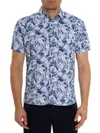Robert Graham Occasio Short Sleeve Performance Button-up Shirt In Blue