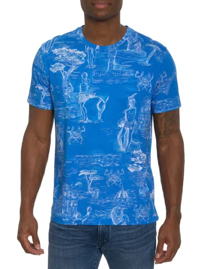 Robert Graham Ode To Florence Cotton Graphic T-shirt In Blue