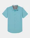 Robert Graham Odyssey Printed Short Sleeve Button Front Shirt In Seafoam