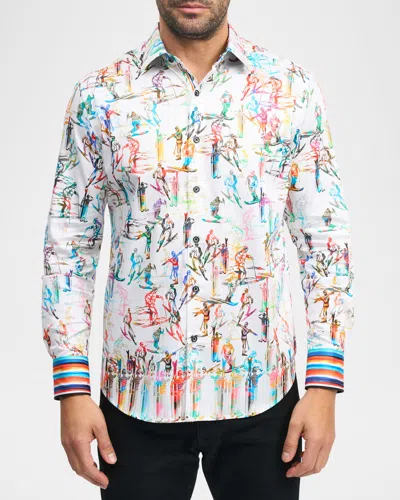 Robert Graham Men's Off Piste Satin Stretch Sport Shirt In Multi
