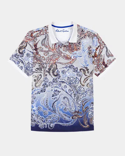 ROBERT GRAHAM MEN'S OSLO PAISLEY KNIT POLO SHIRT