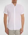 Robert Graham Men's Palmer Linen-cotton Short-sleeve Shirt In White