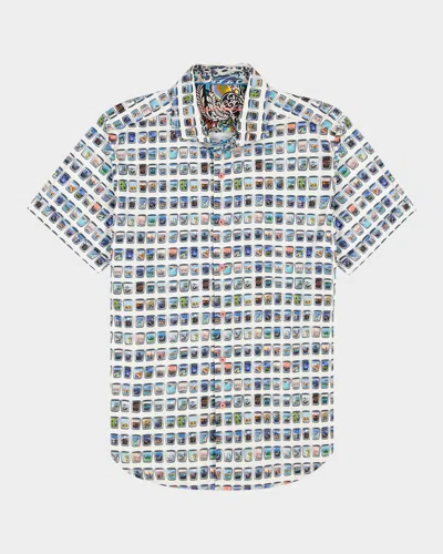 Robert Graham Paradis Portal Short Sleeve Stretch Cotton Button-up Shirt