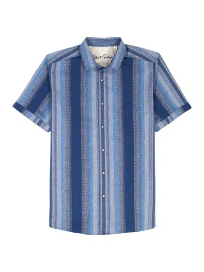 Robert Graham Pembroke Stripe Cotton Short Sleeve Button-up Shirt In Blue