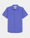 Robert Graham Pidmont Classic Fit Paisley Short Sleeve Knit Button-up Shirt In Blue