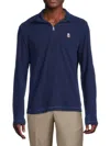 Robert Graham Polaris Embroidered Skull Quarter Zip Pullover In Navy