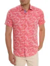 Robert Graham Men's Poseidon Linen & Cotton-blend Button-front Shirt In Coral