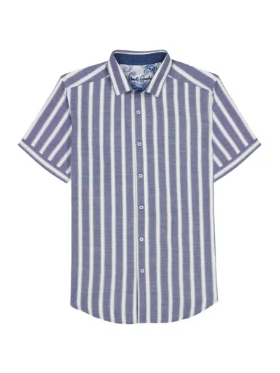 Robert Graham Preston Stripe Cotton Blend Button-up Shirt In Blue