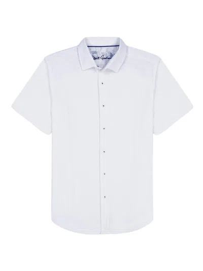 Robert Graham Reid Geo Textured Short Sleeve Cotton Button-up Shirt In White