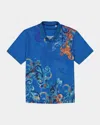 Robert Graham Royal Scroll Paisley Cotton Polo In Blue