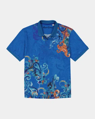 ROBERT GRAHAM MEN'S ROYAL SCROLL POLO SHIRT