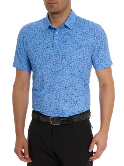 Robert Graham Sandzabar Geo Print Performance Golf Polo In Periwinkle