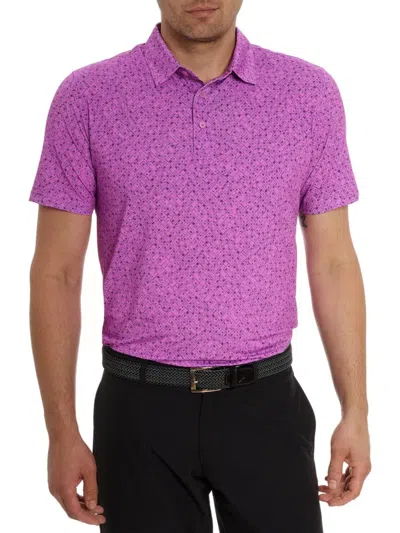 Robert Graham Sandzabar Geo Print Performance Golf Polo In Pink