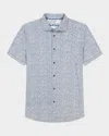 Robert Graham Scrawl Knit Short Sleeve Button-up Shirt In Gray