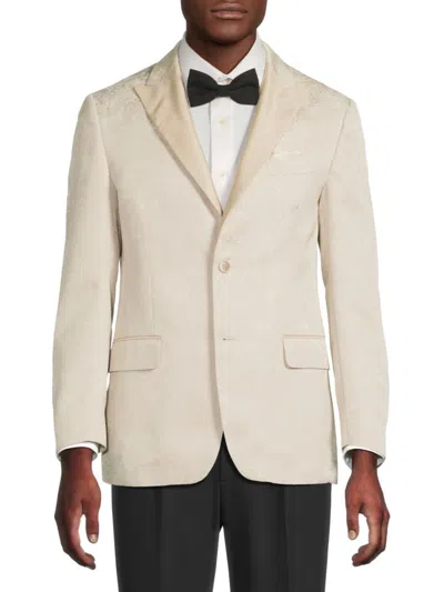 Robert Graham Men's Solid Jacquard Peak-lapel Modern-fit Blazer In Neutral
