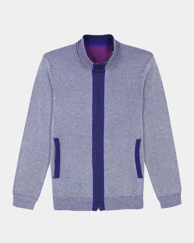 Robert Graham Men's Stefan Full-zip Sweater In Blue