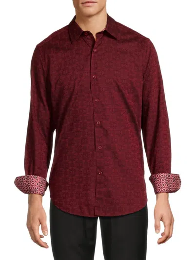 Robert Graham Men's Stellman Cotton Button-front Shirt In Burgundy