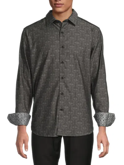 Robert Graham Men's Stellman Cotton Button-front Shirt In Gray
