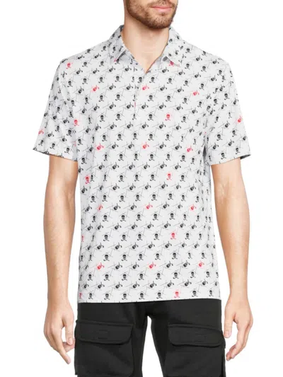 Robert Graham Men's Stinger Skull Golf Polo In White