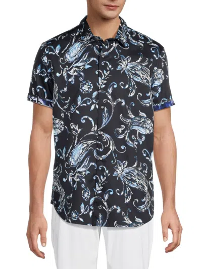 Robert Graham Men's Stokes Paisley Cotton Shirt In Blue