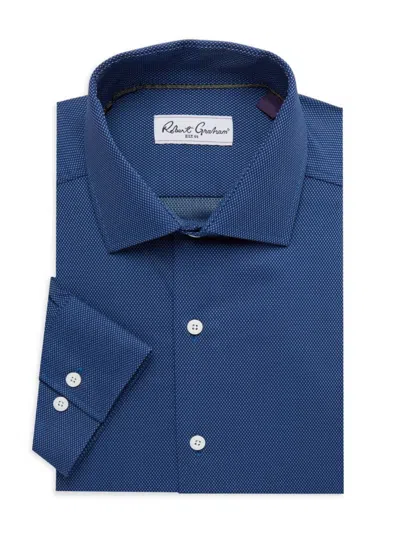 Robert Graham Men's Tailored Fit Textured Dress Shirt In Navy
