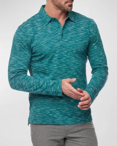 Robert Graham Men's Thales Knit Long-sleeve Polo Shirt In Dark Teal