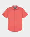 Robert Graham Thresher Classic Fit Solid Short Sleeve Cotton Seersucker Button-up Shirt In Coral