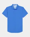 Robert Graham Thresher Short Sleeve Woven Button-up Shirt In Cobalt