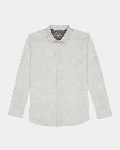 Robert Graham Men's Thurston Tonal Paisley Knit Button-down Shirt In White
