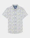Robert Graham Transpacific Knit Short Sleeve Button-up Shirt In White