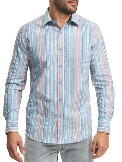 Robert Graham Men's Tyson Striped Cotton Shirt In Neutral