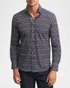 Robert Graham Vargas Trim Fit Abstract Floral Knit Button-up Shirt In Navy