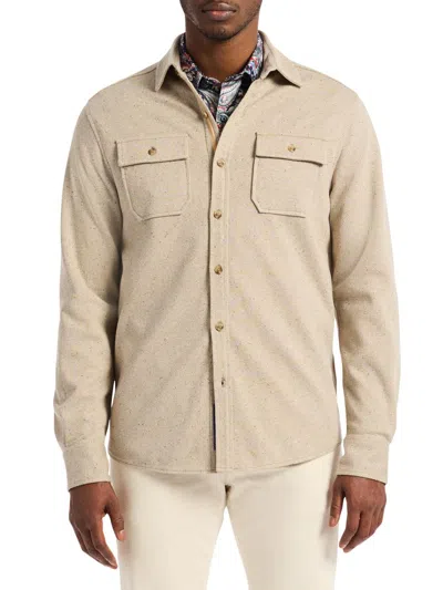 Robert Graham Men's Vigano Knit Cotton Shirt Jacket In Brown
